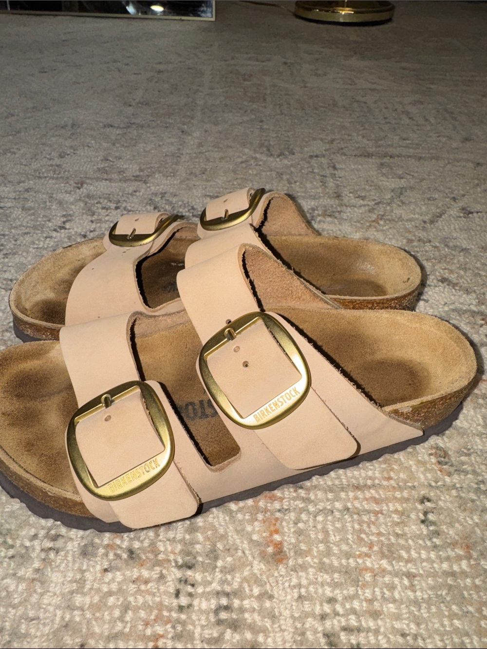 Birkenstock Women’s Double Strap Sandals in Taupe with Gold Buckles - Picture 4 of 5